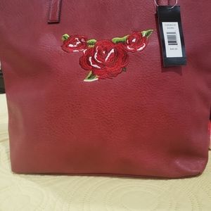 NEW Large tote with embroidered rose detail